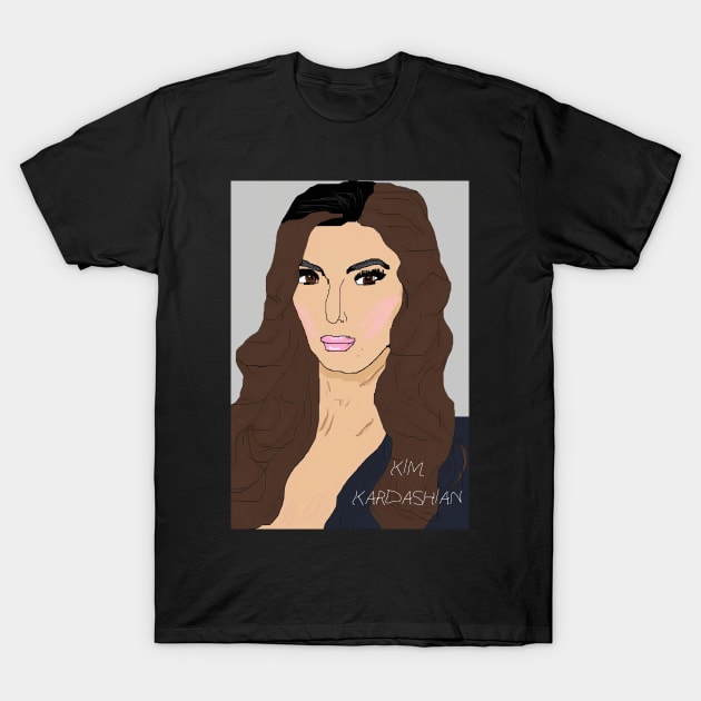 Kim Kardashian Drawn in MS Dos paint T-Shirt by obstinator